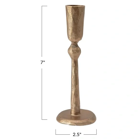 3 Creative Co-Op Hand-Forged Metal Taper Candle Holder Antique Brass Finish - Picture 4 of 4